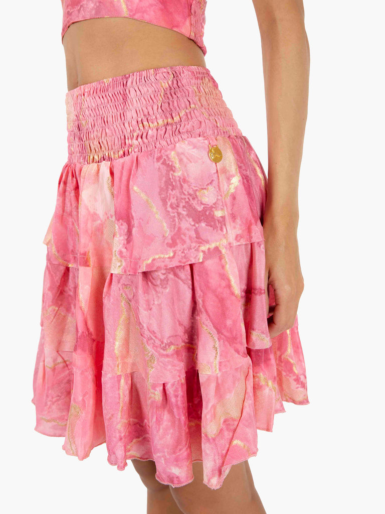 PAHIESA - Gonna corta in seta rosa