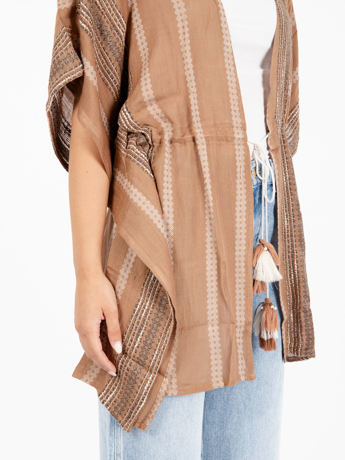 Kimono manica corta marrone