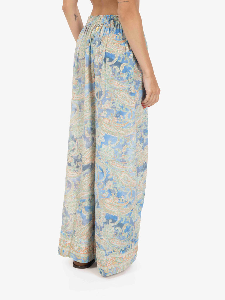 PAHIESA - Pantaloni con coulisse e nappine azzurro