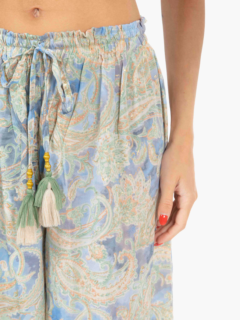PAHIESA - Pantaloni con coulisse e nappine azzurro
