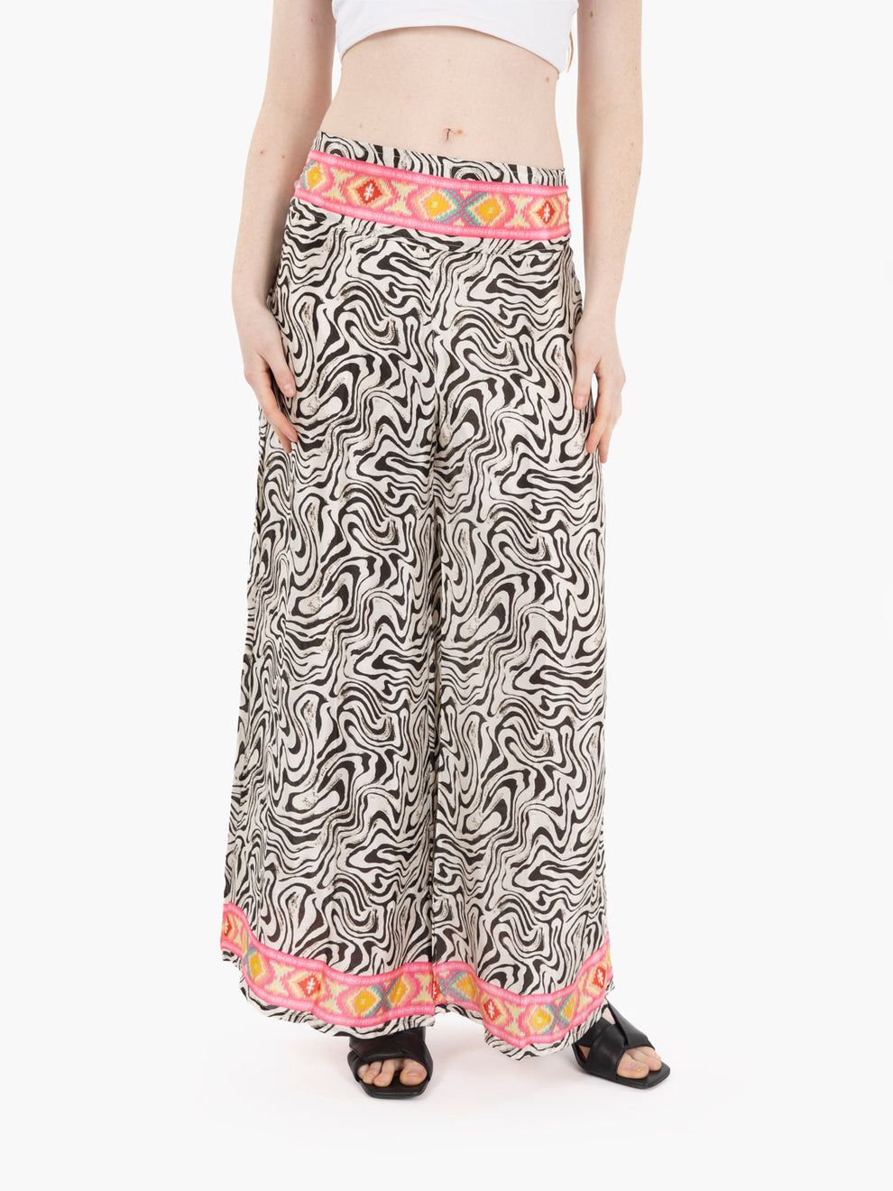 Zebra Print Silk Trousers / Pink