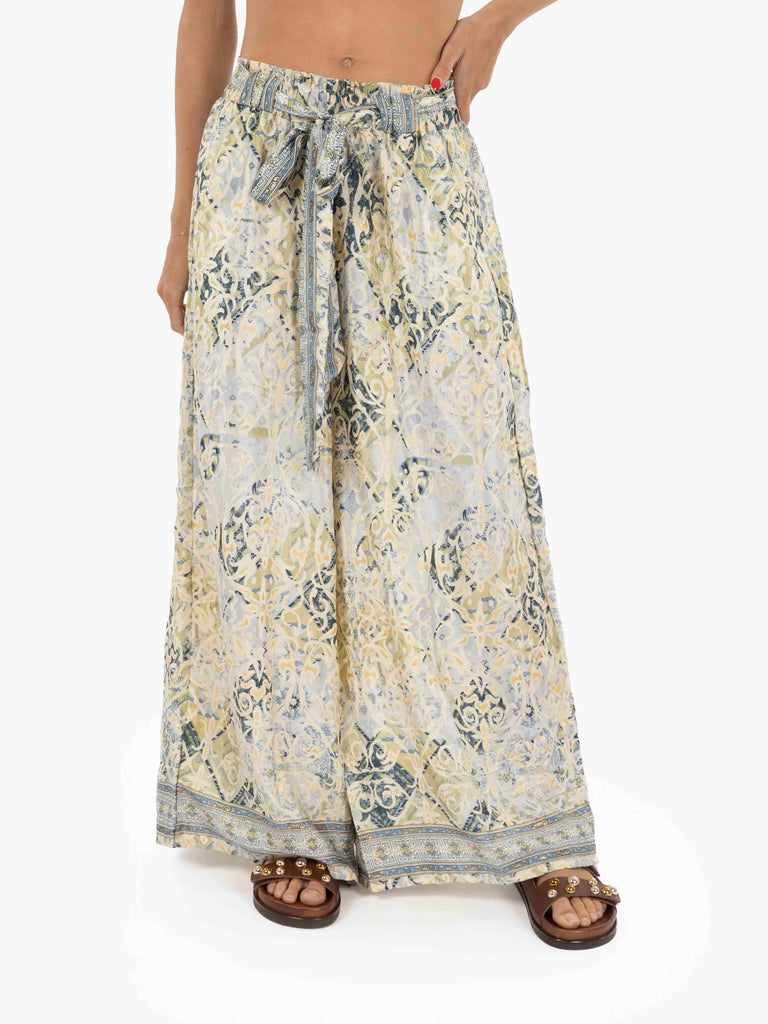 PAHIESA - Pantaloni palazzo con fusciacca oro / azzurro