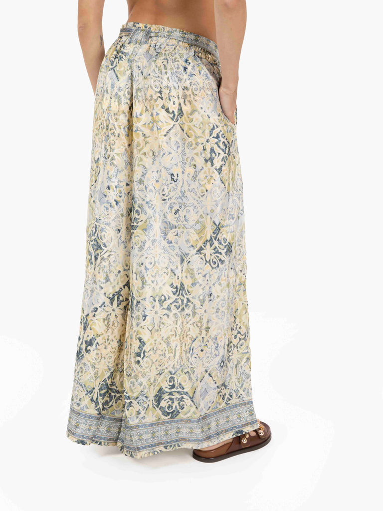 PAHIESA - Pantaloni palazzo con fusciacca oro / azzurro