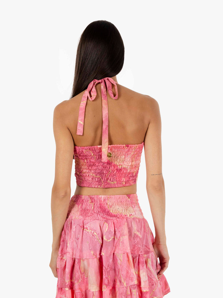 PAHIESA - Top allacciato al collo rosa