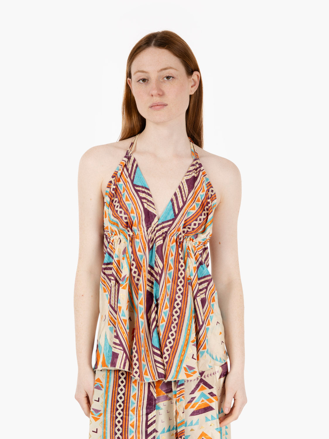 Orange/Brown Back Lace Up Top