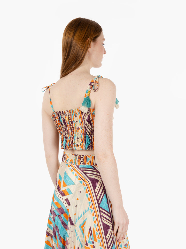 PAHIESA - Top con nappine arancio / multicolor