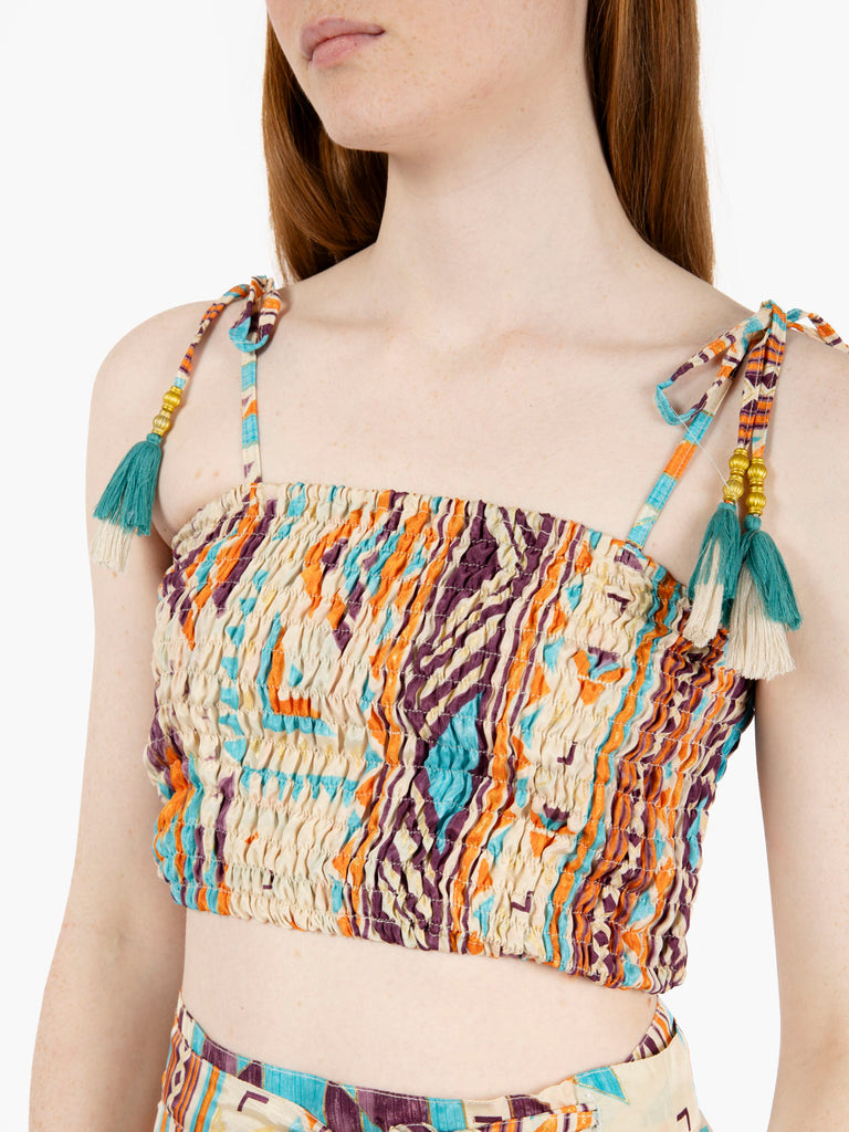 PAHIESA - Top con nappine arancio / multicolor