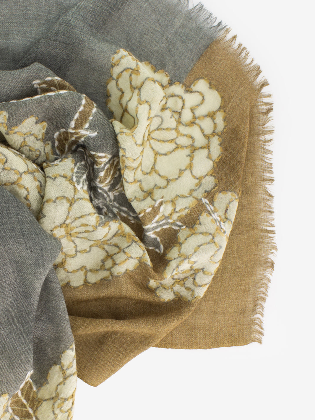 Pashmina Aurora con ricami grigio / beige