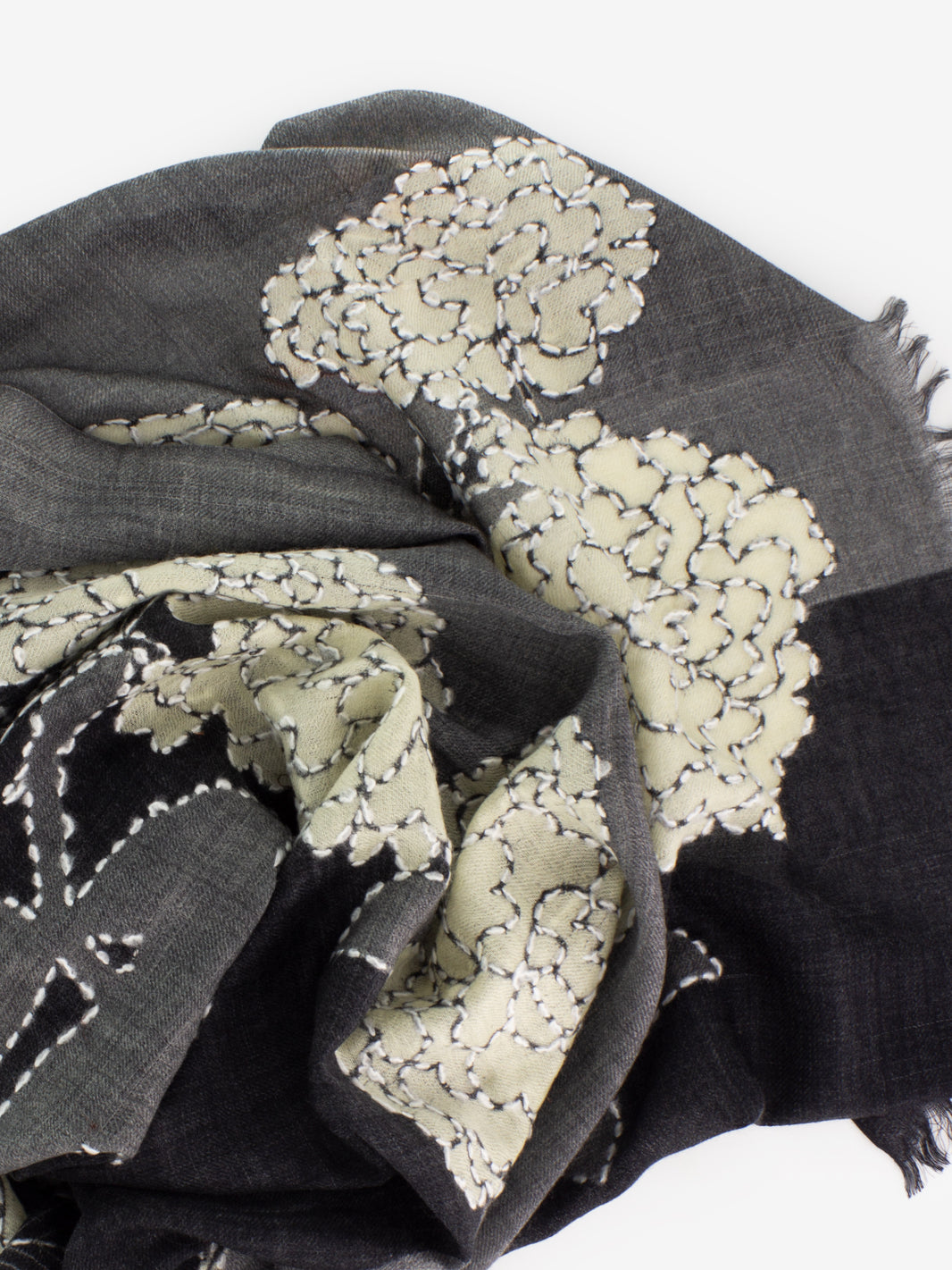 Pashmina Aurora con ricami grigio