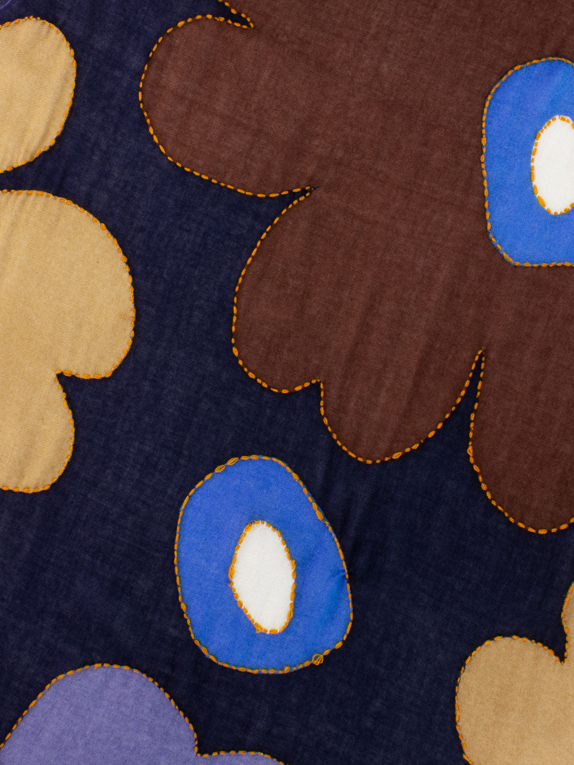 Pashmina Biancospino brown / blue embroidery
