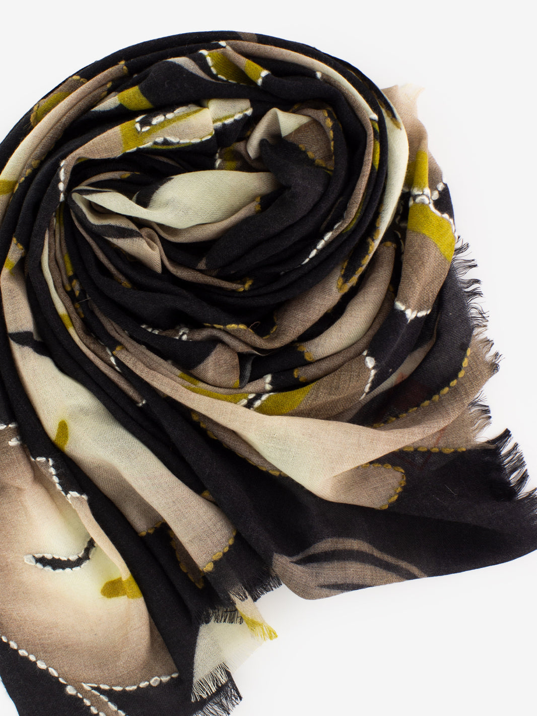 Pashmina Corbin con ricami nero / beige / giallo