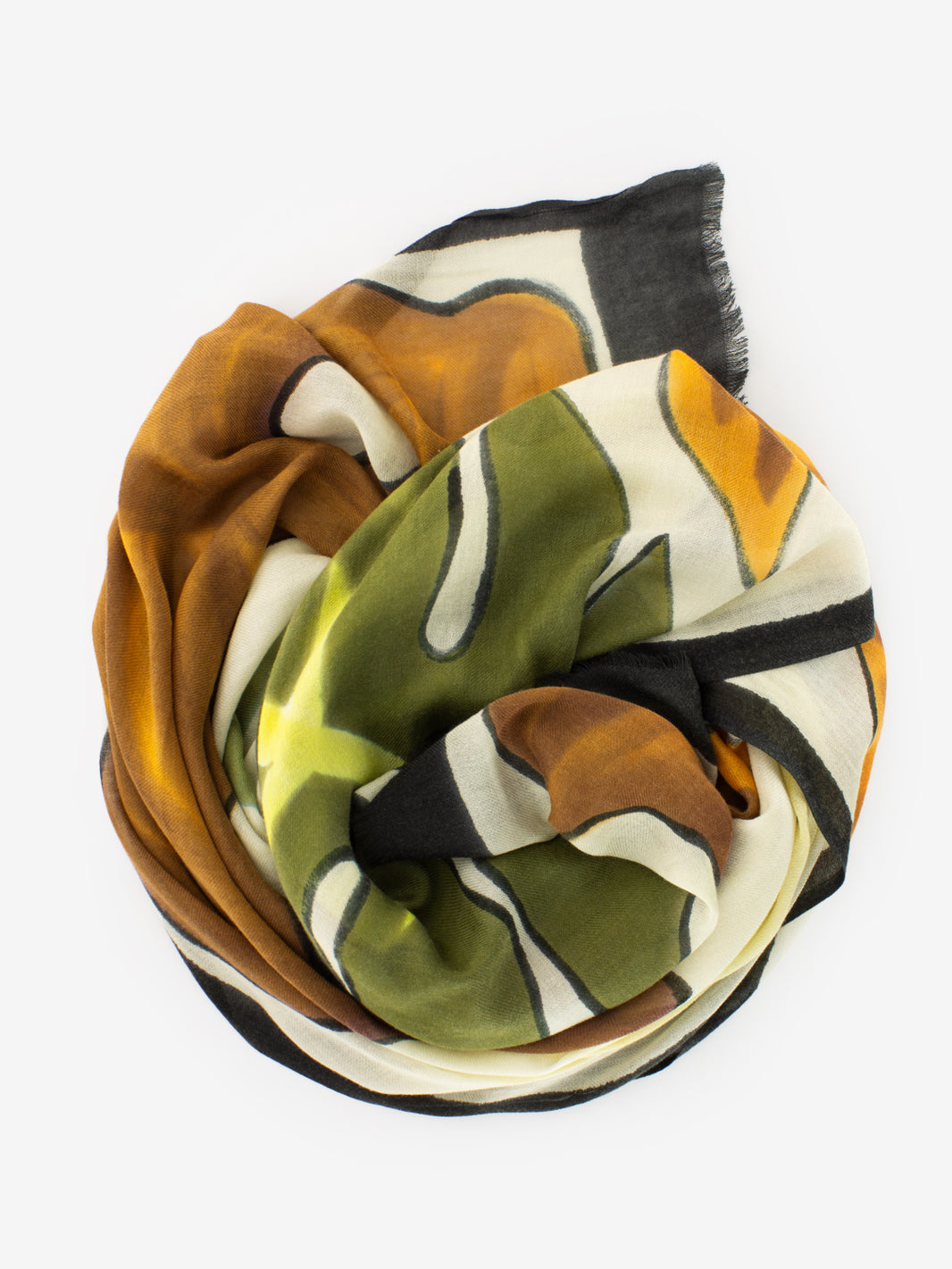 Pashmina Delia con stampe beige / arancio