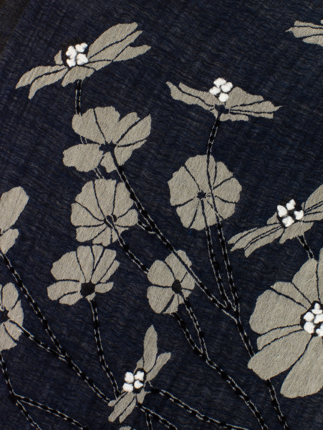 Pashmina Fimmetto con stampe e ricami grigio / blu