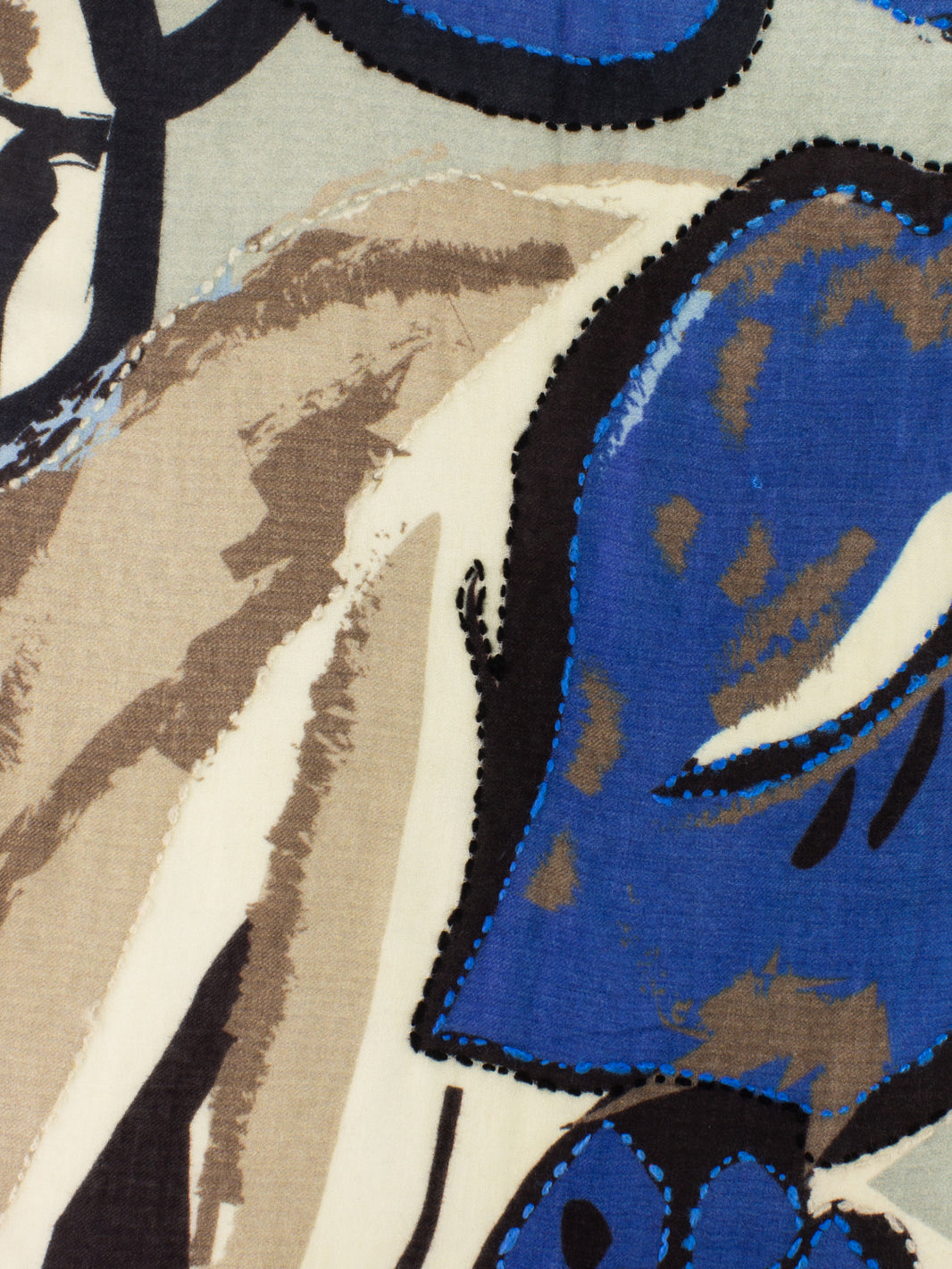 Pashmina Odette con ricami e stampe marrone / blu