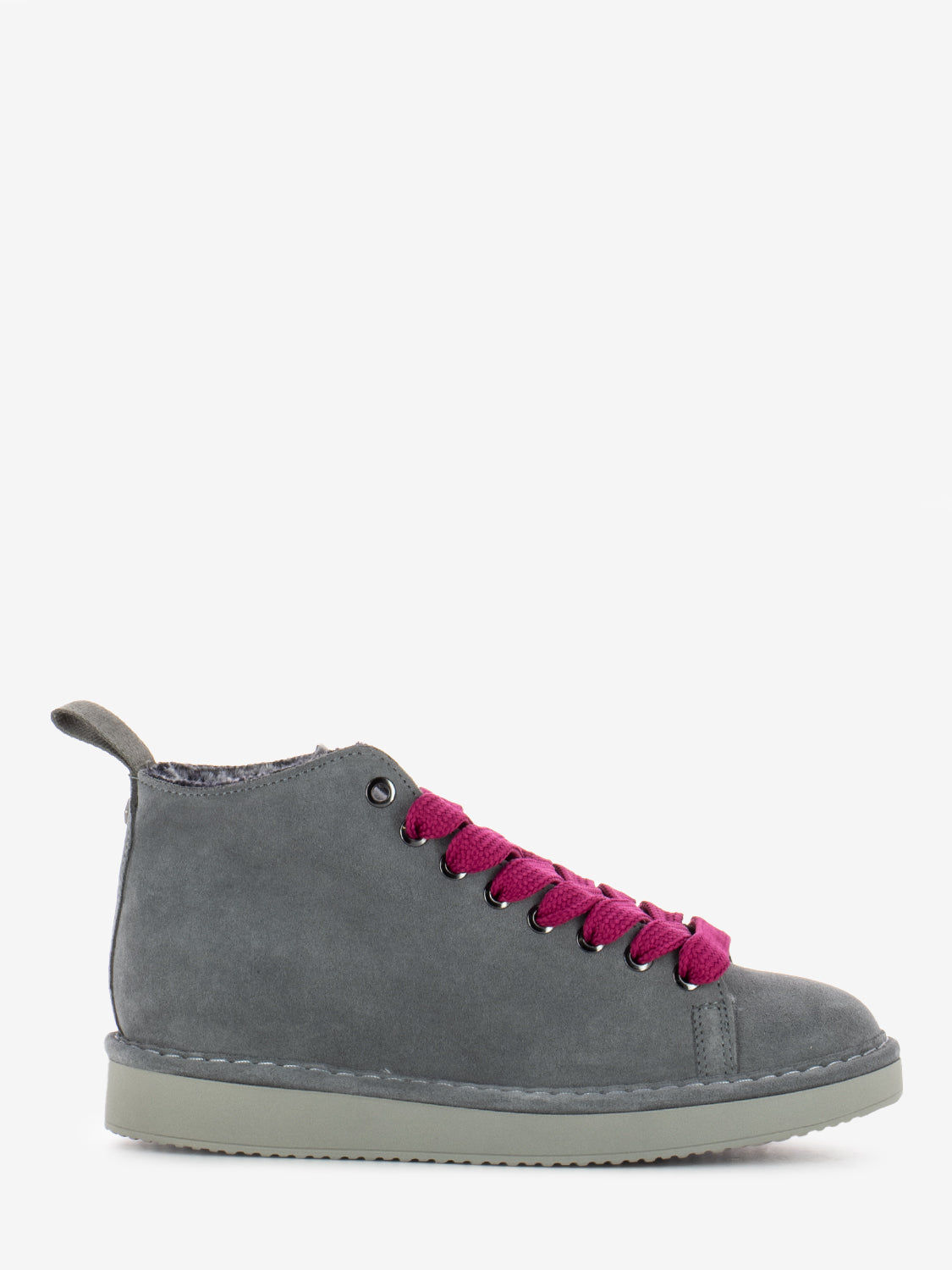 Ankle boot suede faux fur lining grey / fuchsia