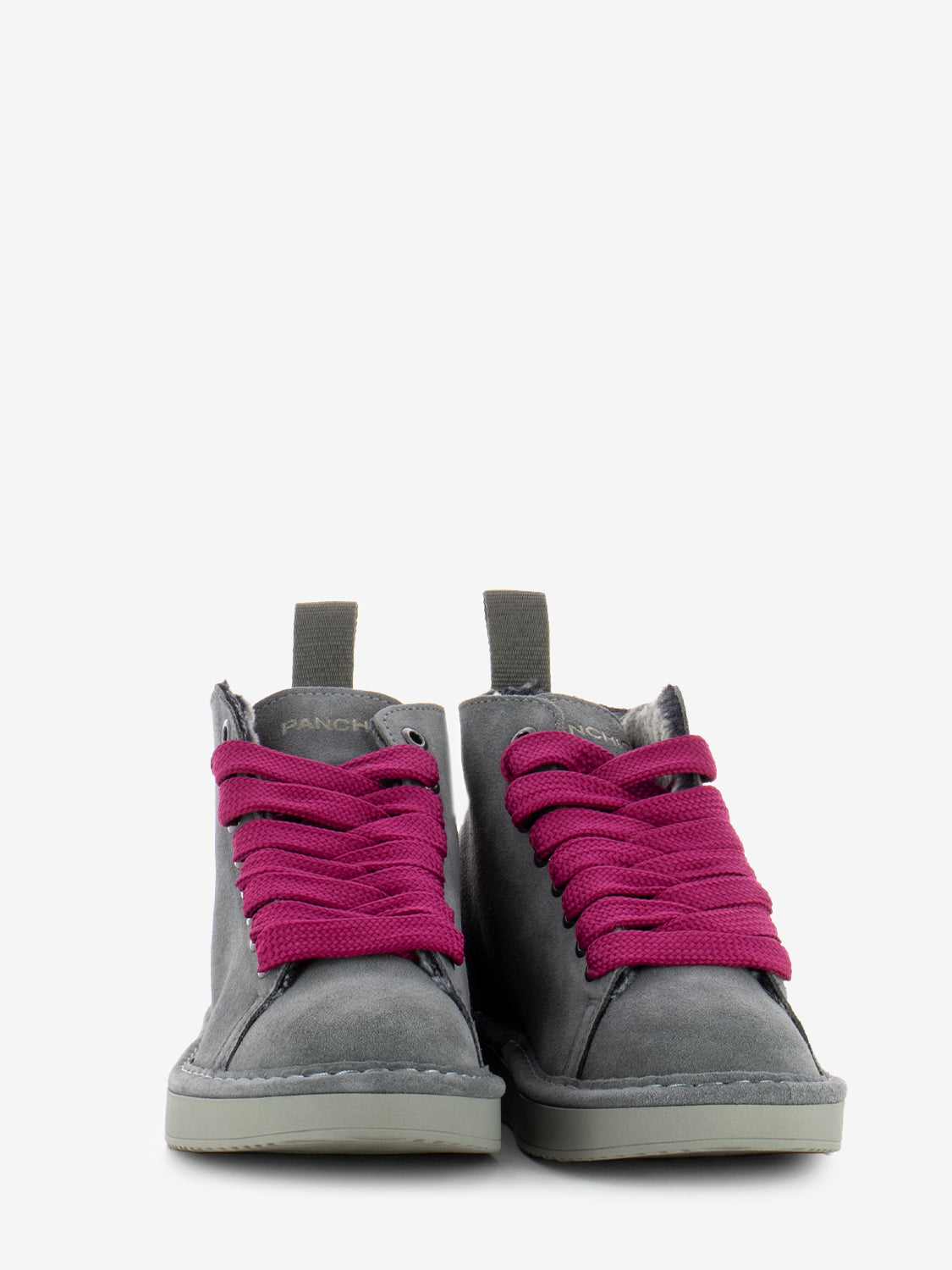 Ankle boot suede faux fur lining grey / fuchsia