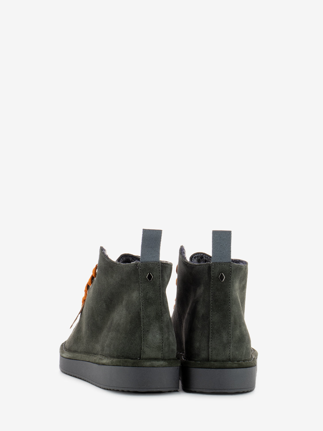 Ankle boot suede faux fur lining khaki-burnt orange