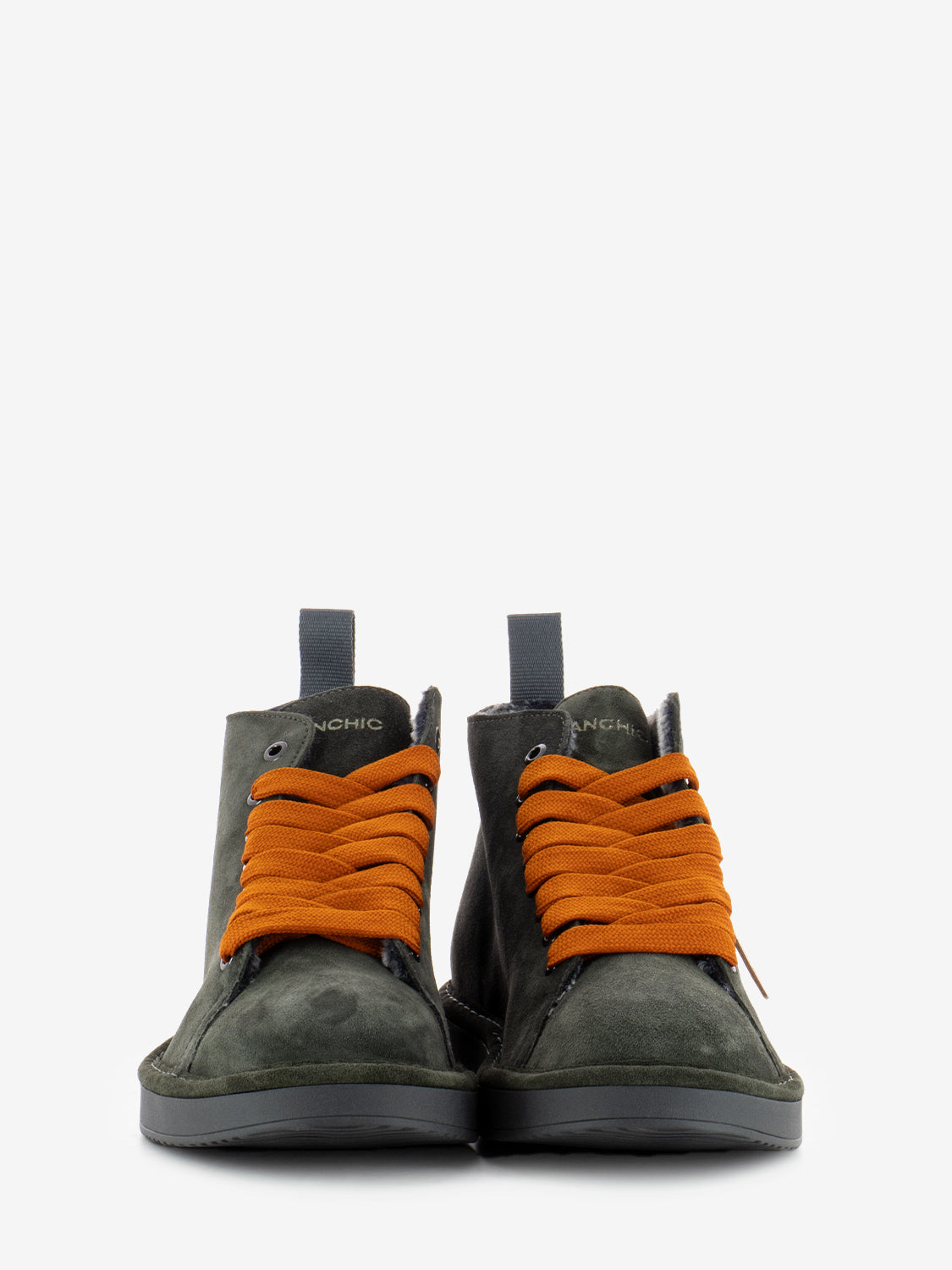 Ankle boot suede faux fur lining khaki-burnt orange