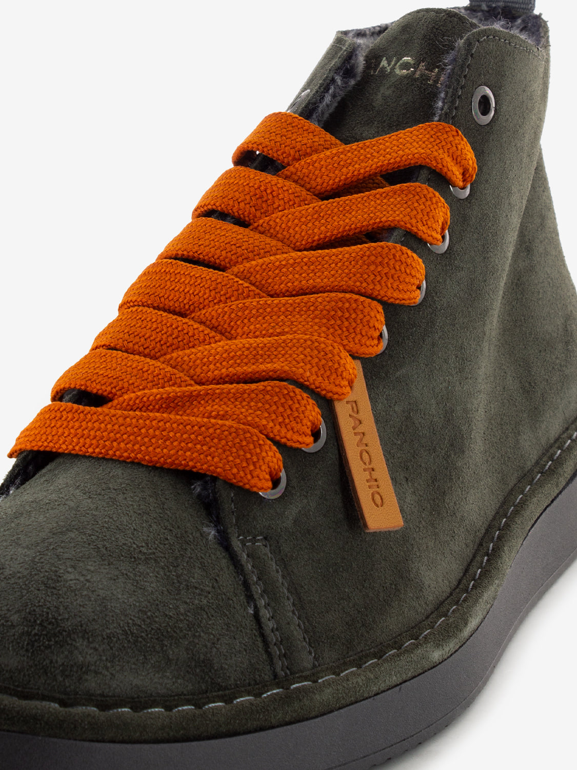 Ankle boot suede faux fur lining khaki-burnt orange