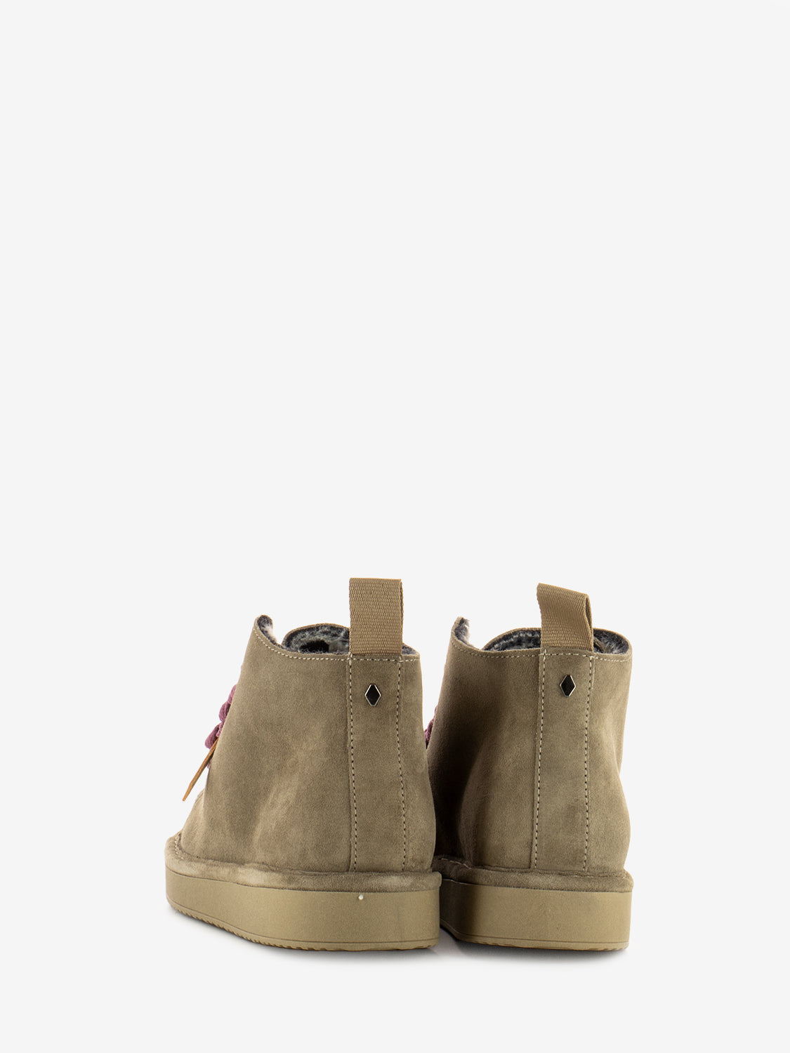 Ankle boot suede faux fur lining walnut - brown rose