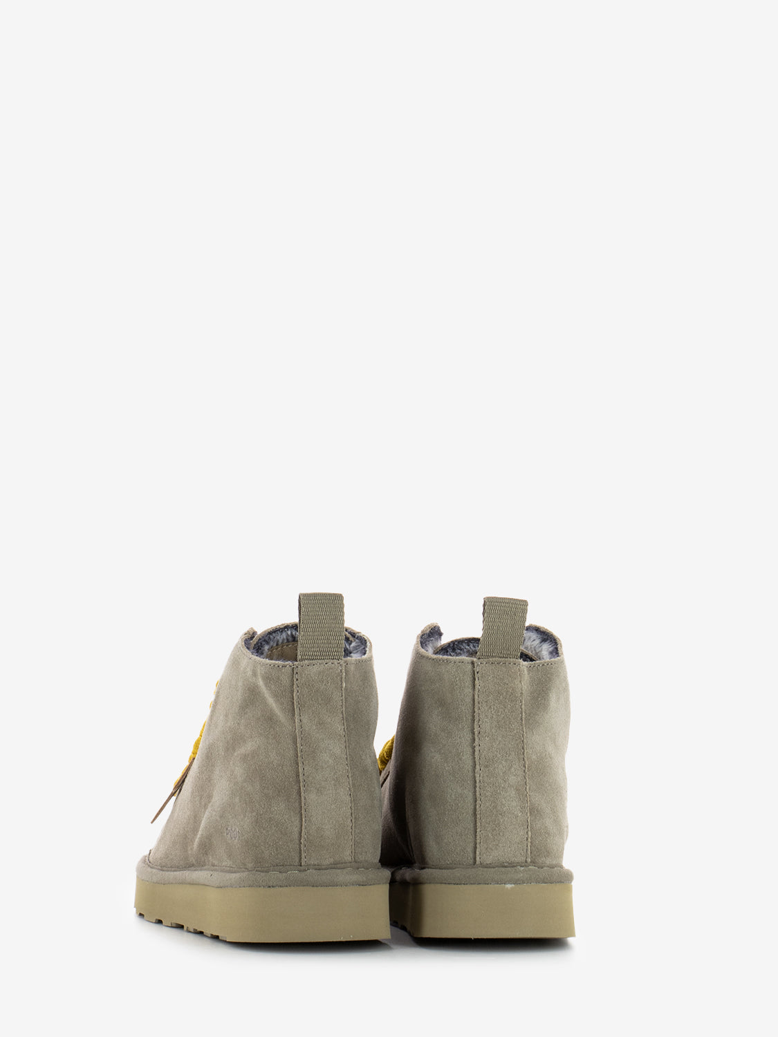 Ankle boot suede faux fur lining walnut / yellow