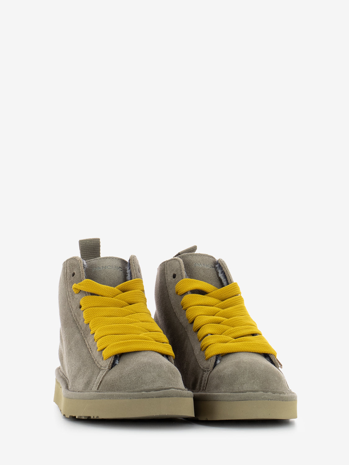 Ankle boot suede faux fur lining walnut / yellow