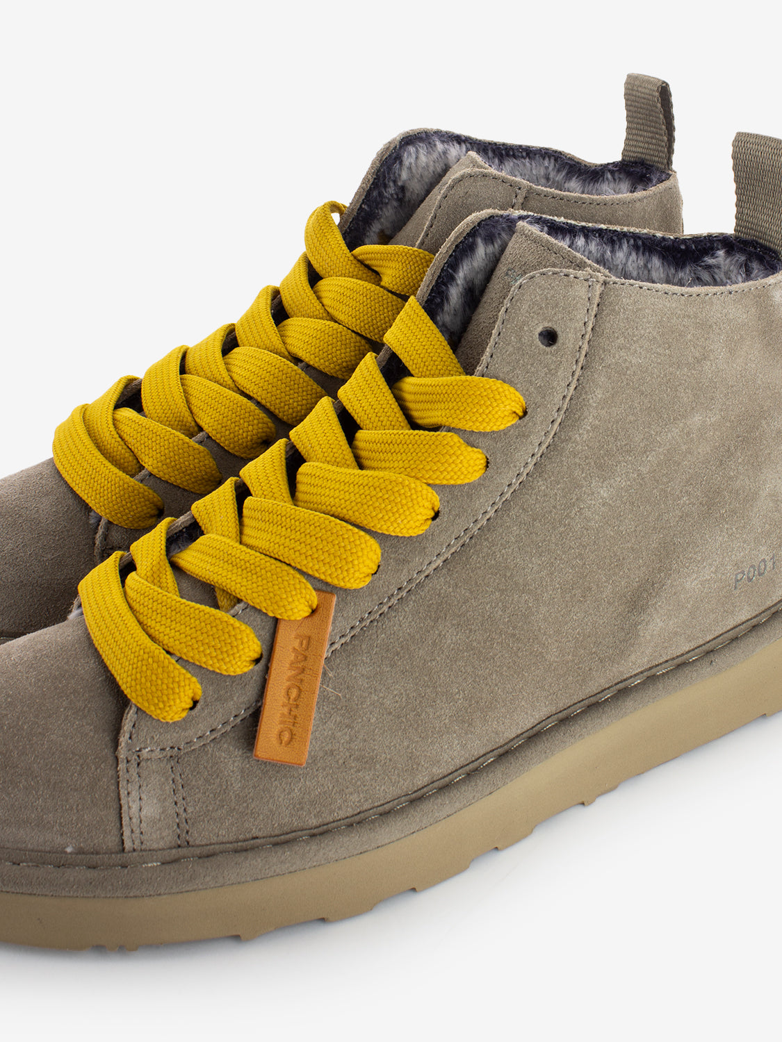Ankle boot suede faux fur lining walnut / yellow