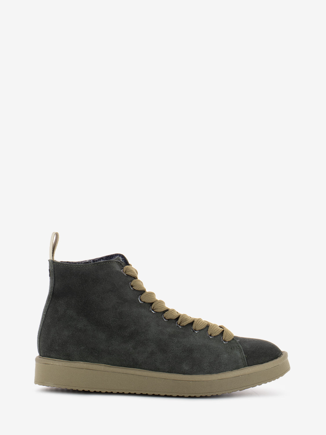P01 Ankle boot suede faux fur lining khaki / walnut