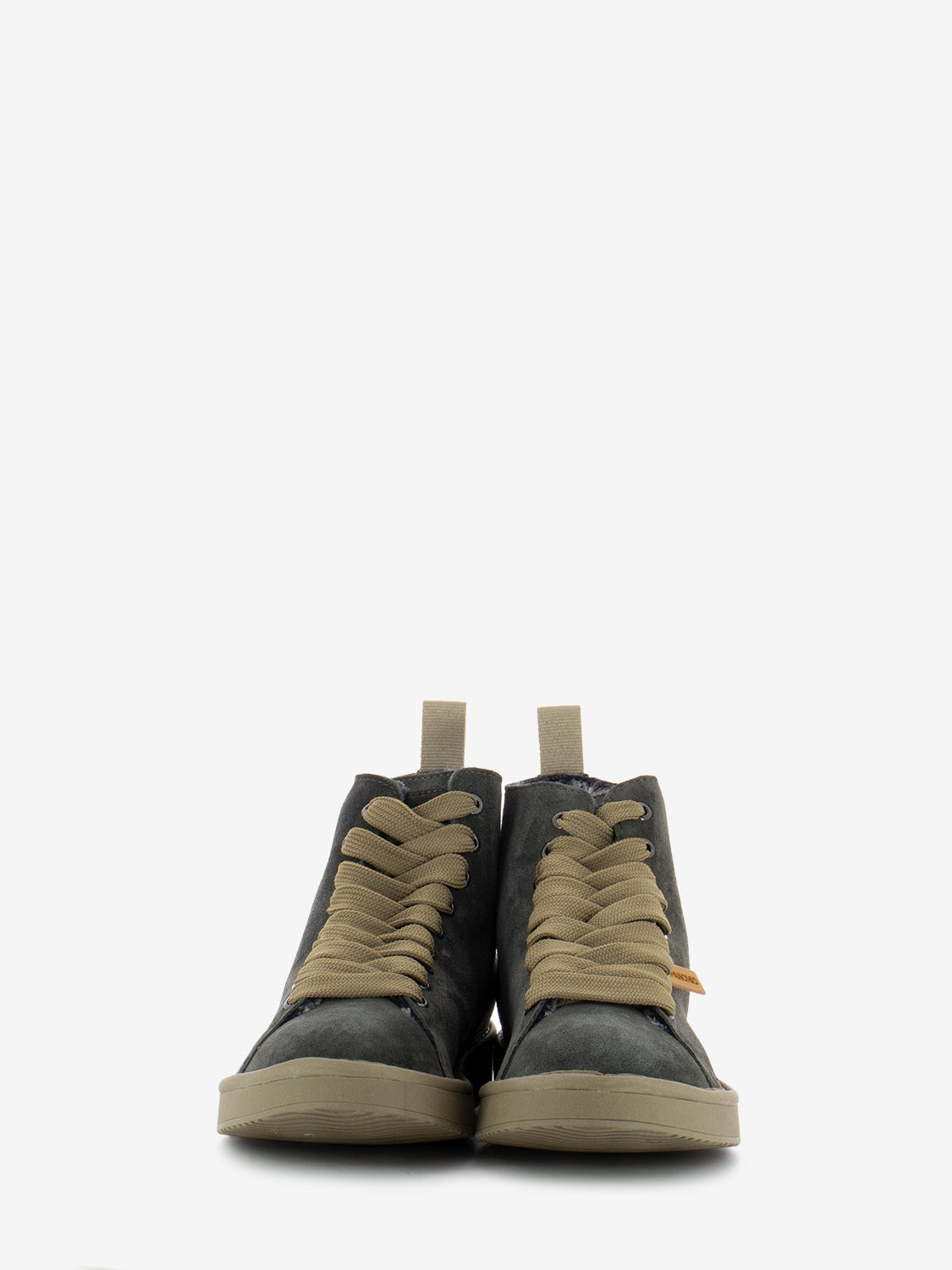 P01 Ankle boot suede faux fur lining khaki / walnut