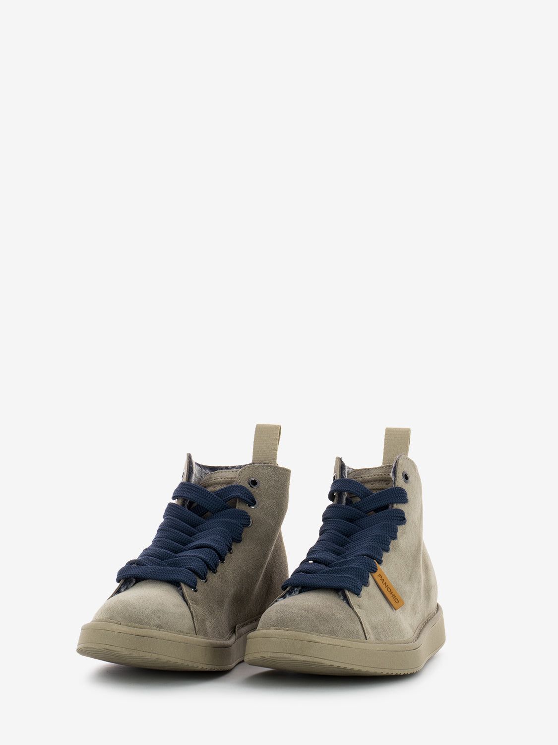 P01 ankle boot suede lined faux fur lining walnut / cobalt