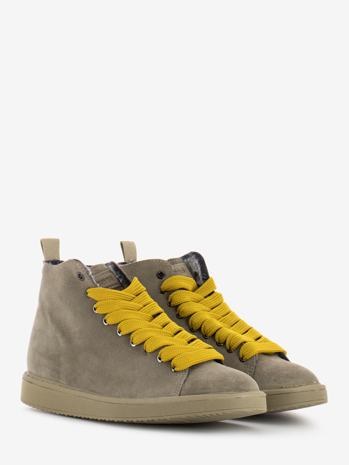 P01 ankle boot suede lined faux fur lining walnut / yellow