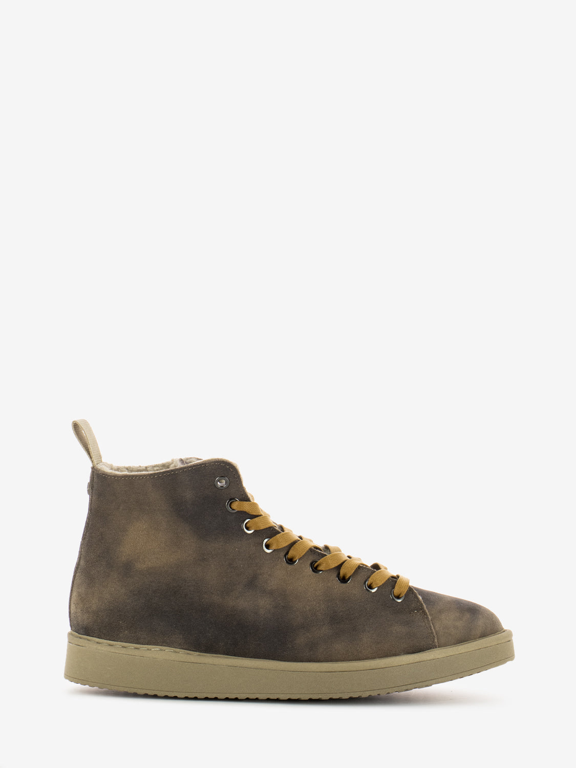 P01 ankle boot washed suede faux fur lining brown