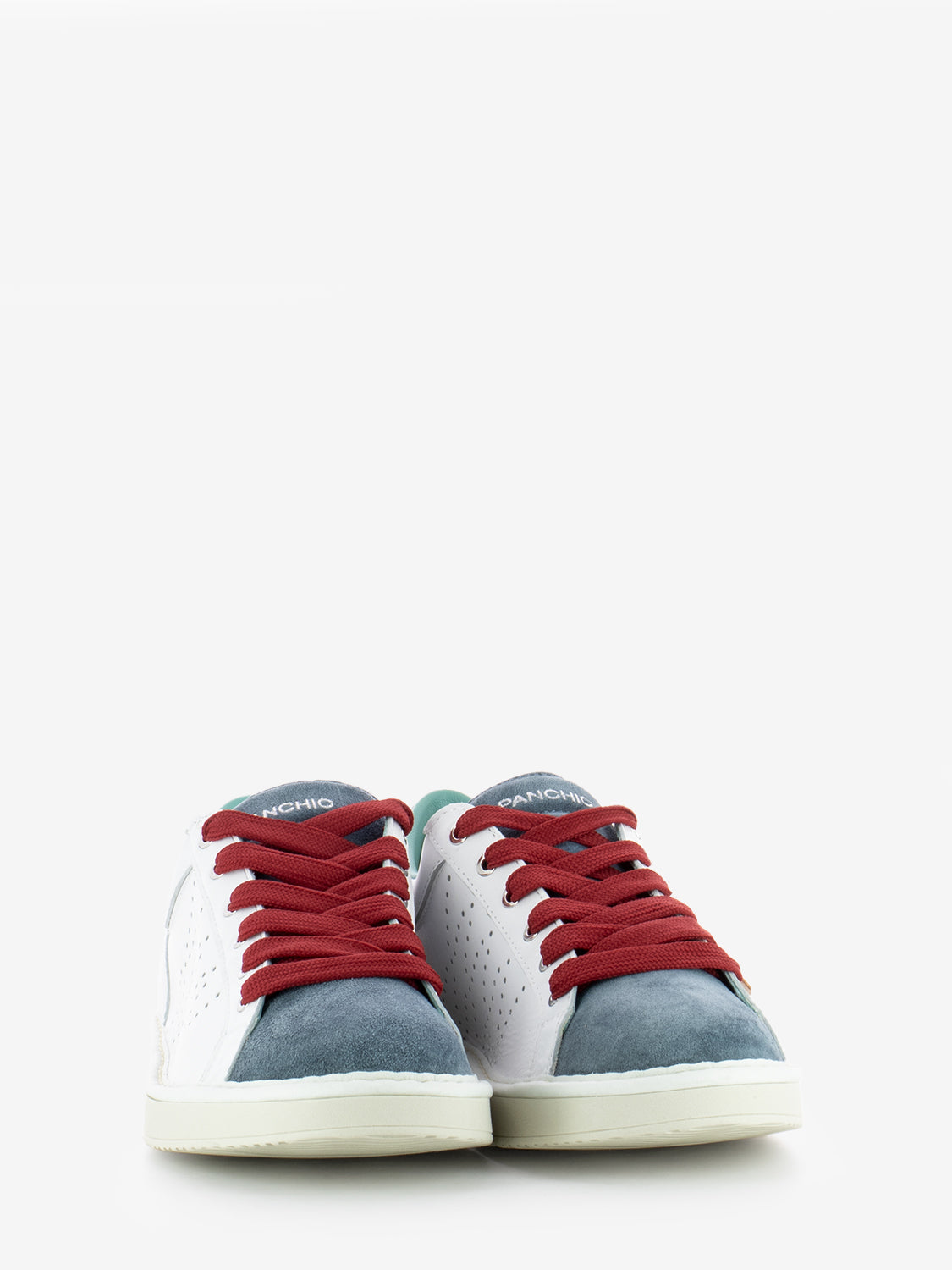 P01 Lace Up leather suede white / basic blue / red