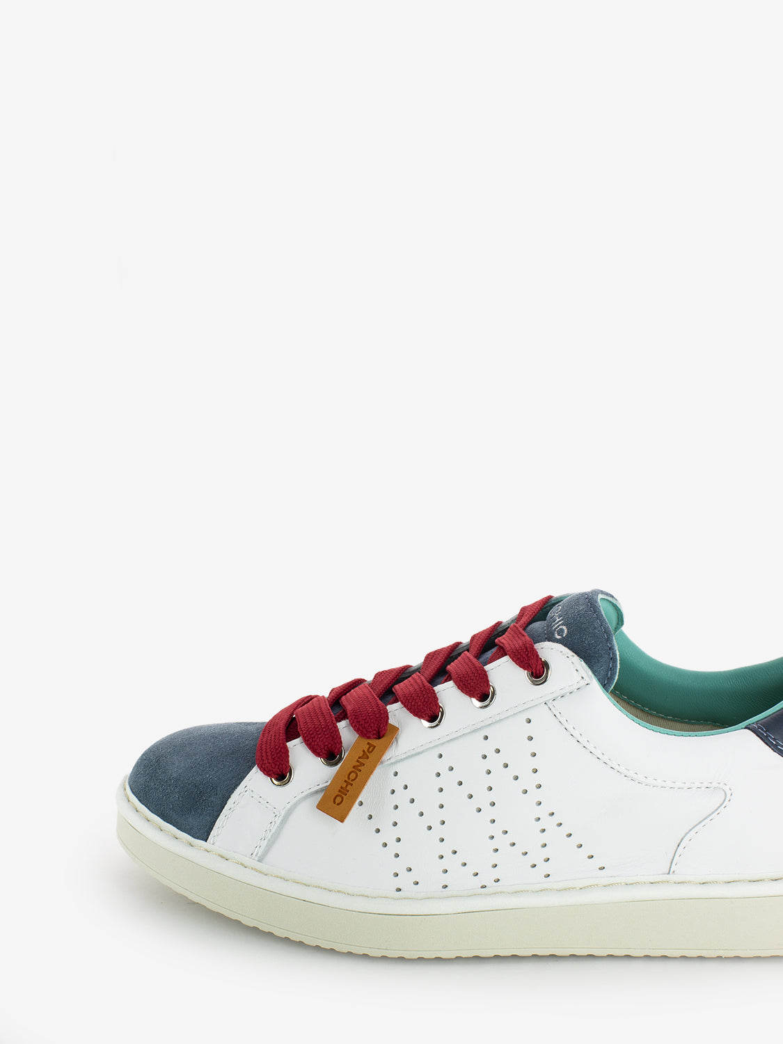 P01 Lace Up leather suede white / basic blue / red