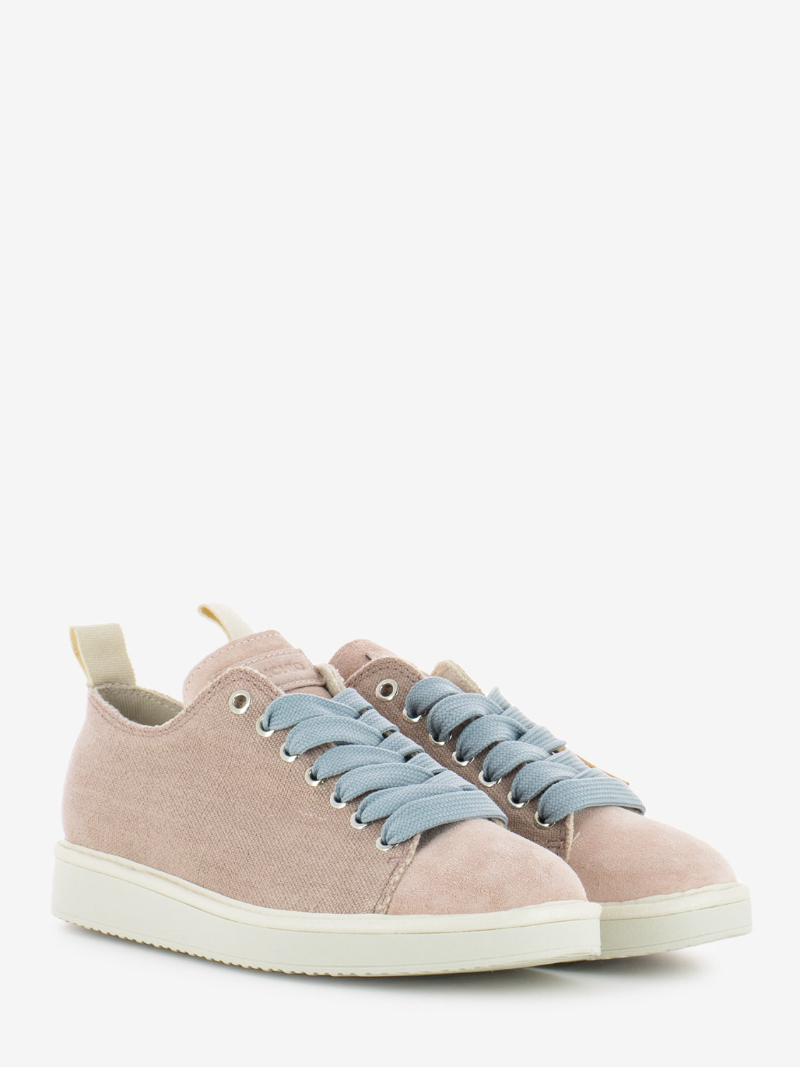 P01 Lace-Up linen suede powder pink / azure
