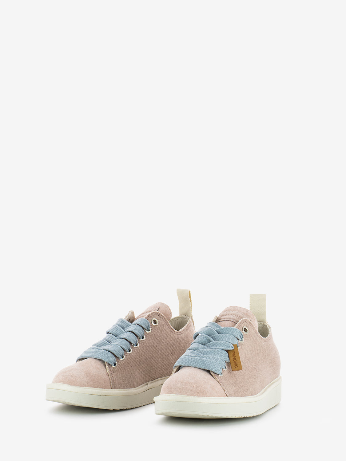 P01 Lace-Up linen suede powder pink / azure