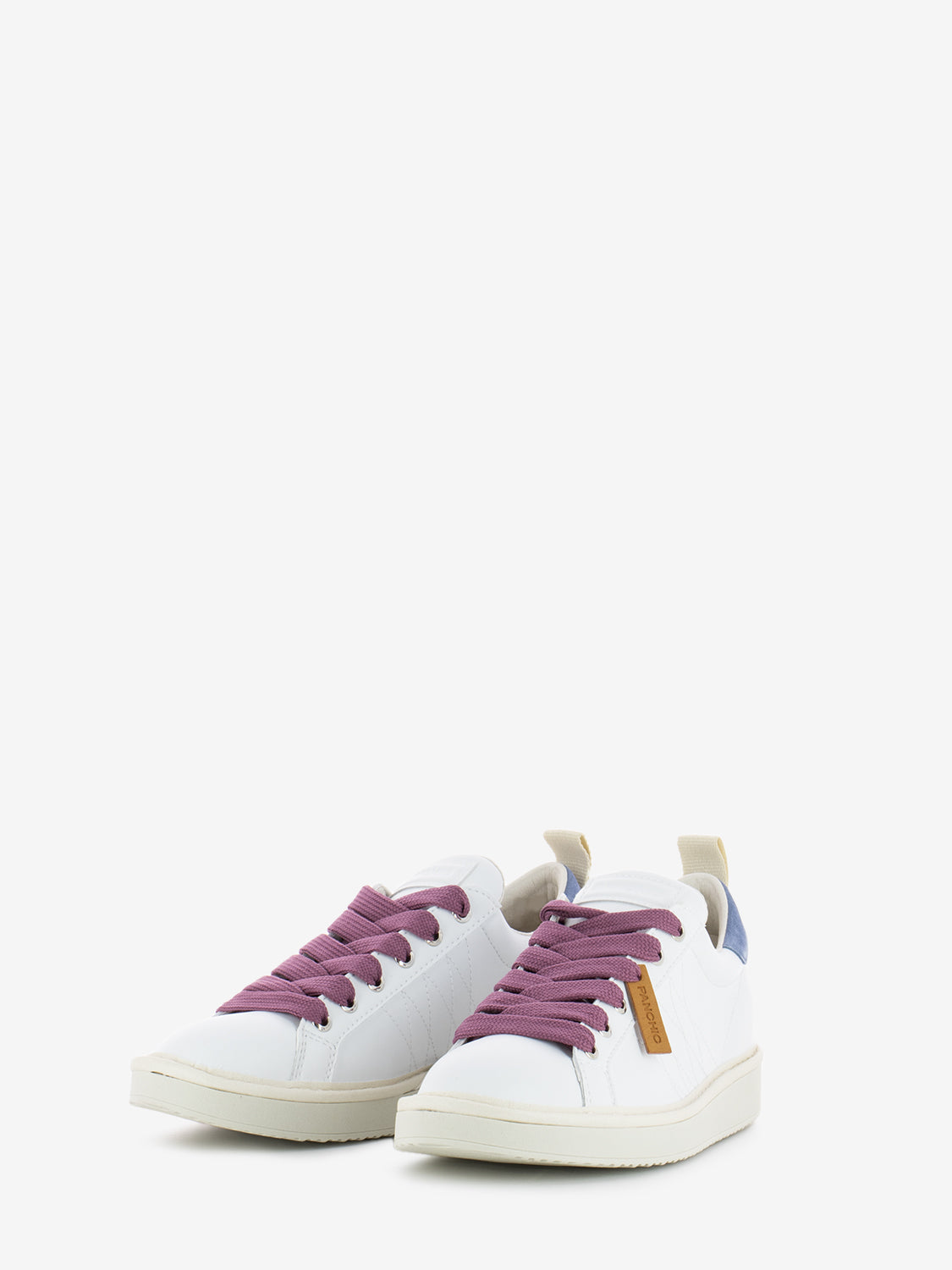 P01 Lace-Up Microfibre Suede white / nebula blue / brown rose