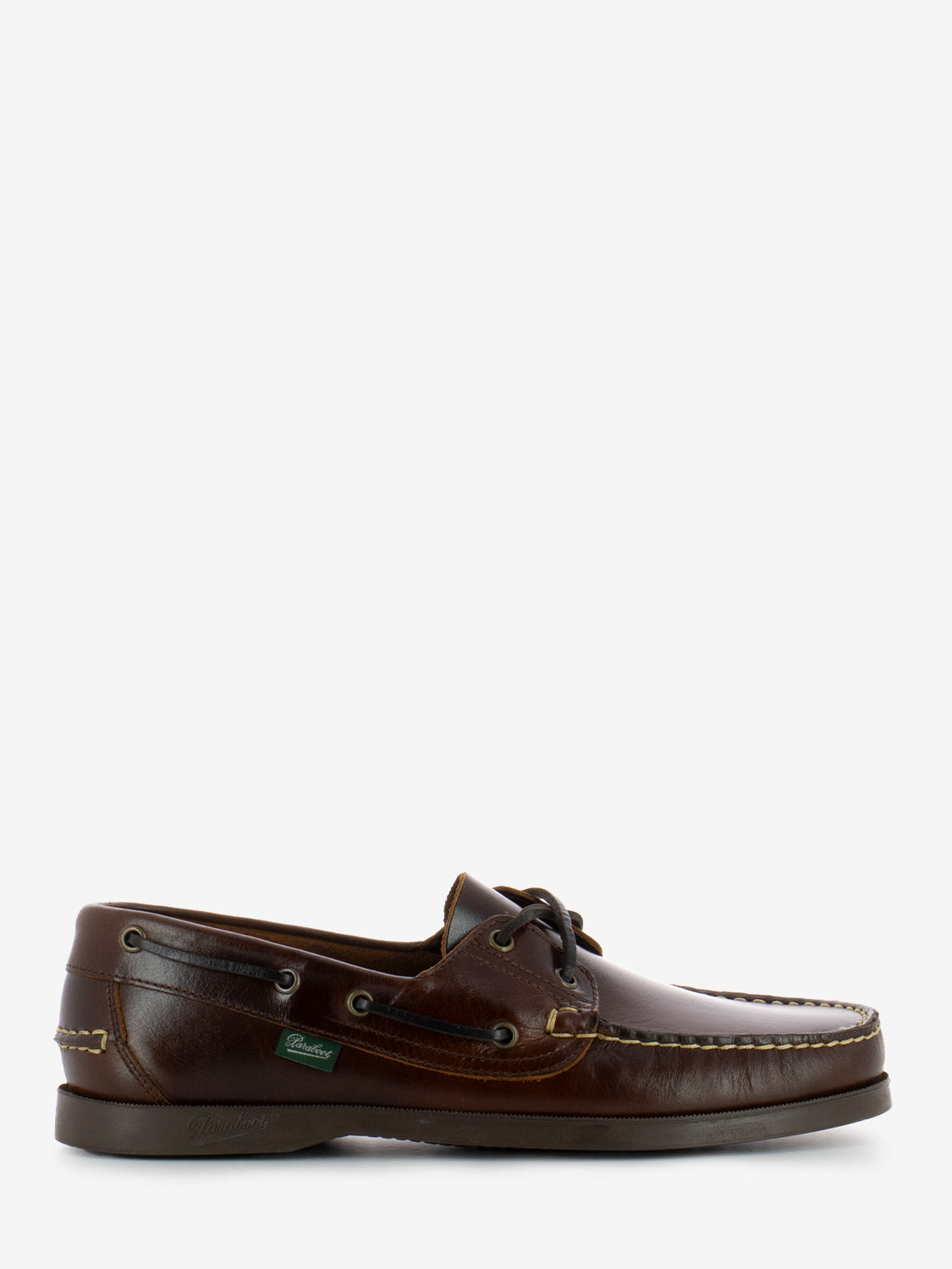 Dark brown leather boat shoe