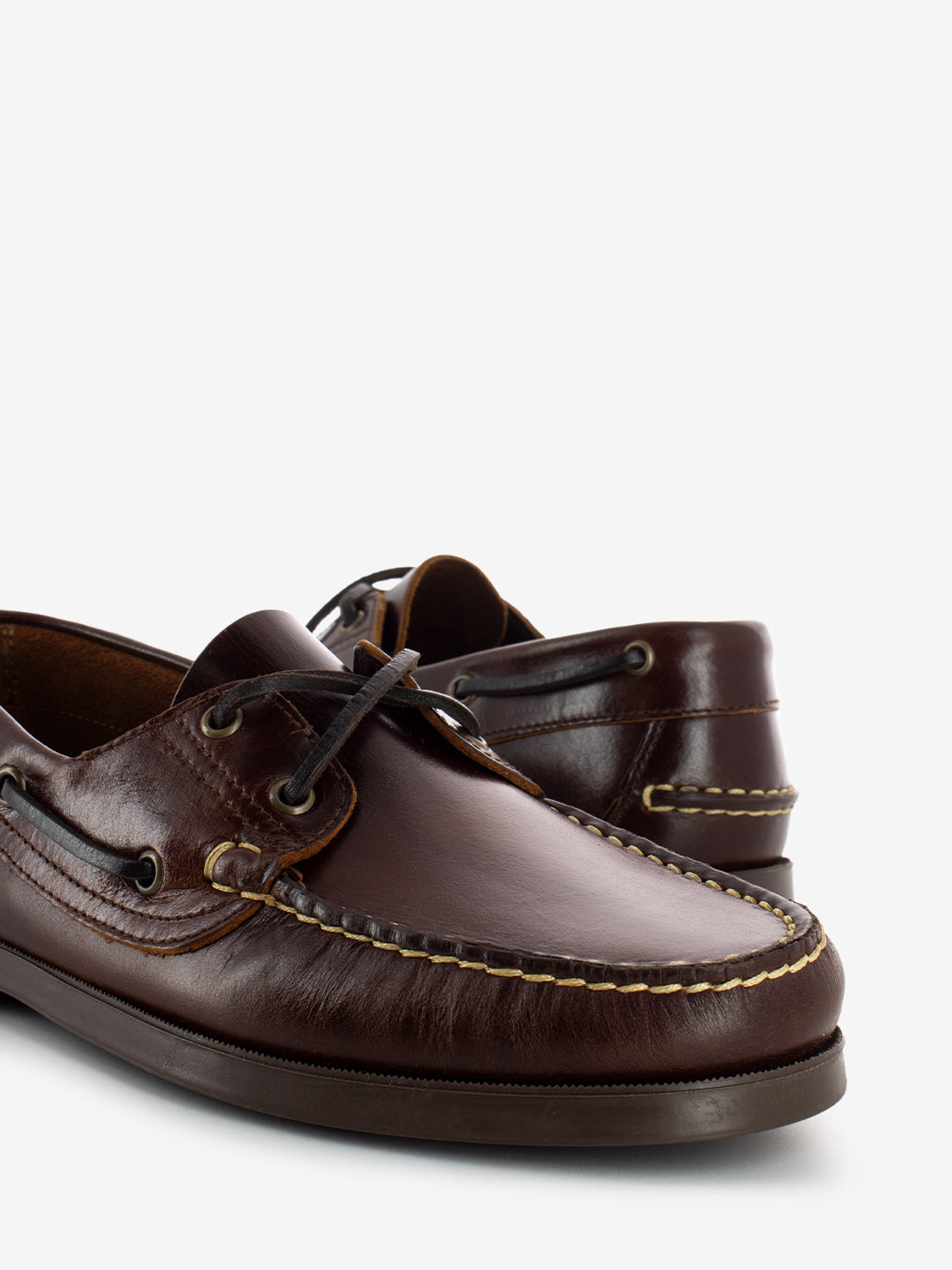 Dark brown leather boat shoe