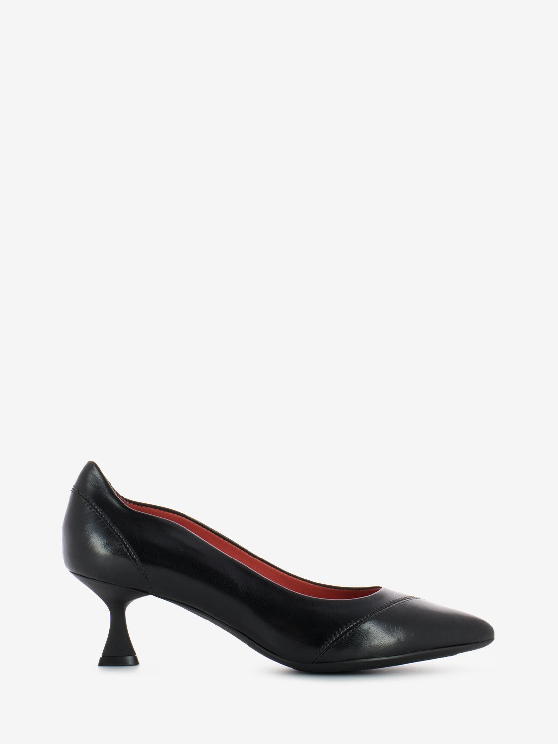 Décolleté con cucitura in pelle nero