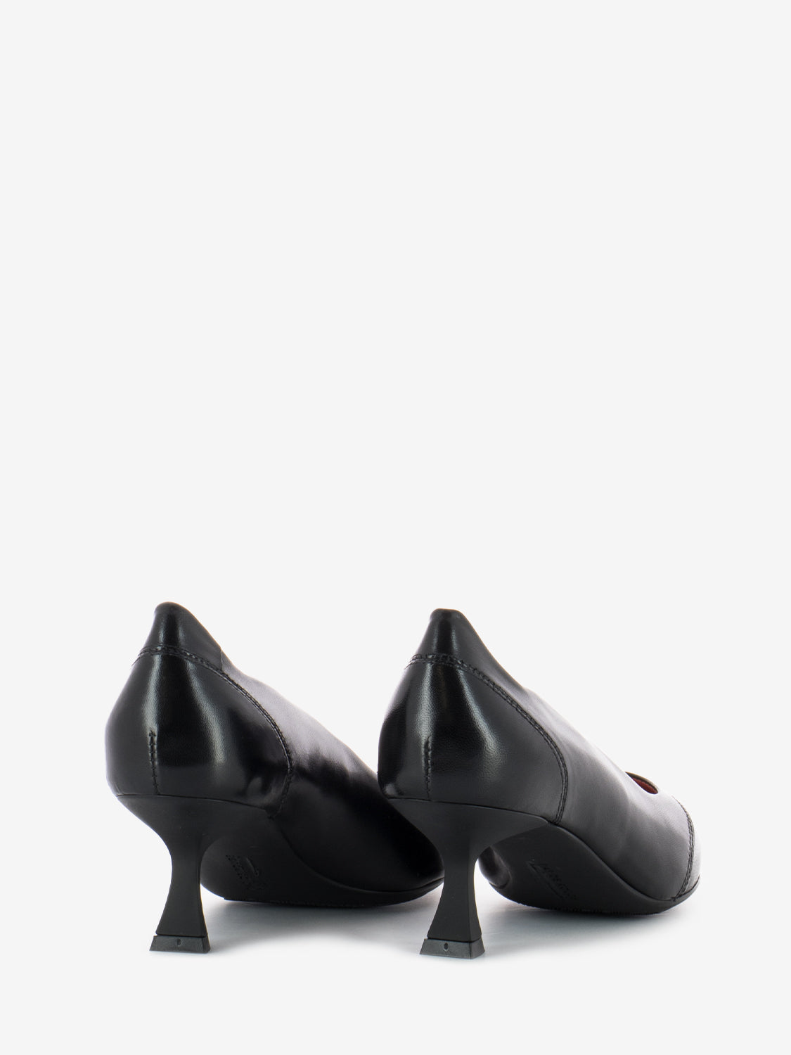 Décolleté con cucitura in pelle nero