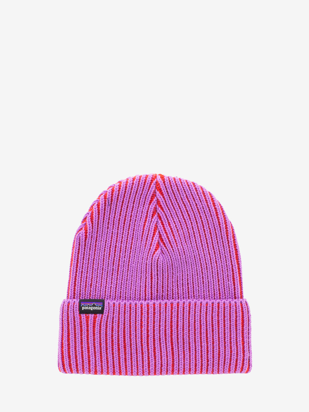 Fishermans rolled beanie contrast stripe brisk purple