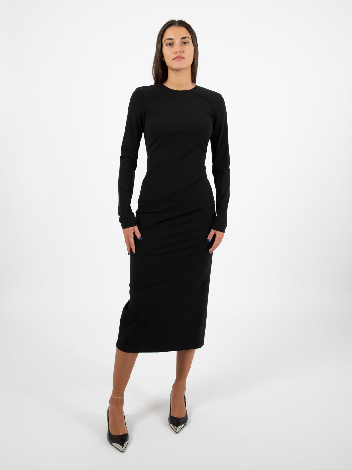 Black long dress with open back