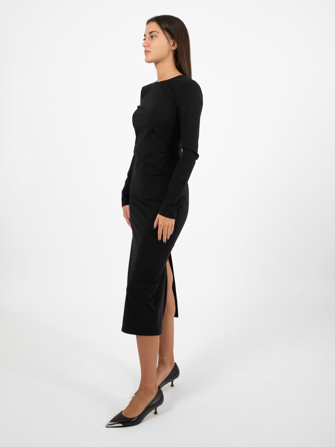 Black long dress with open back