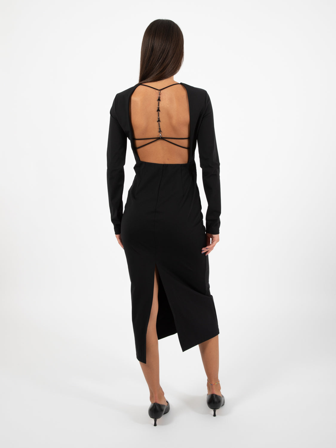 Black long dress with open back