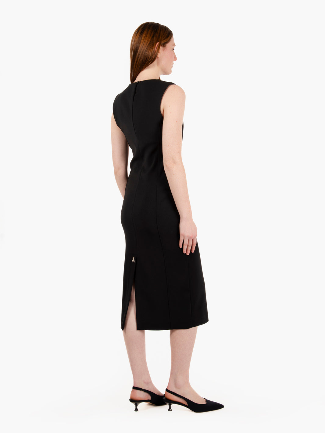 Black sleeveless midi dress