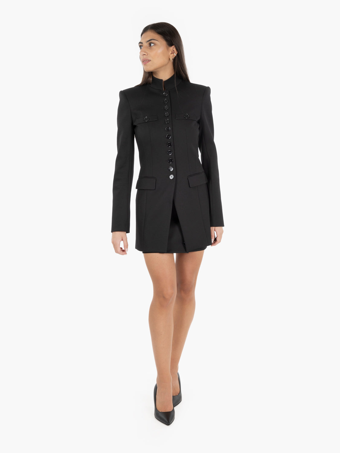 Blazer con collo alla coreana black