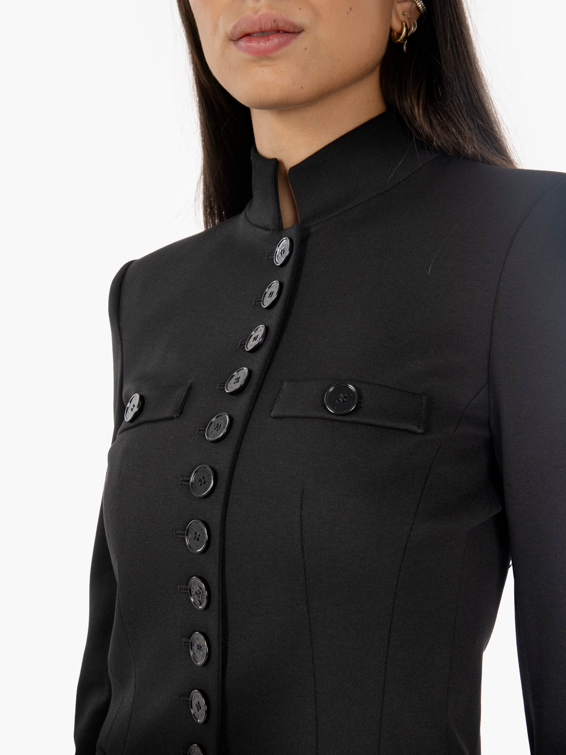 Blazer con collo alla coreana black