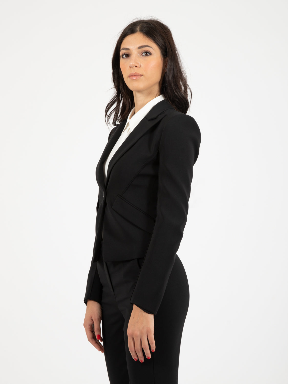 Essential blazer in black crepe
