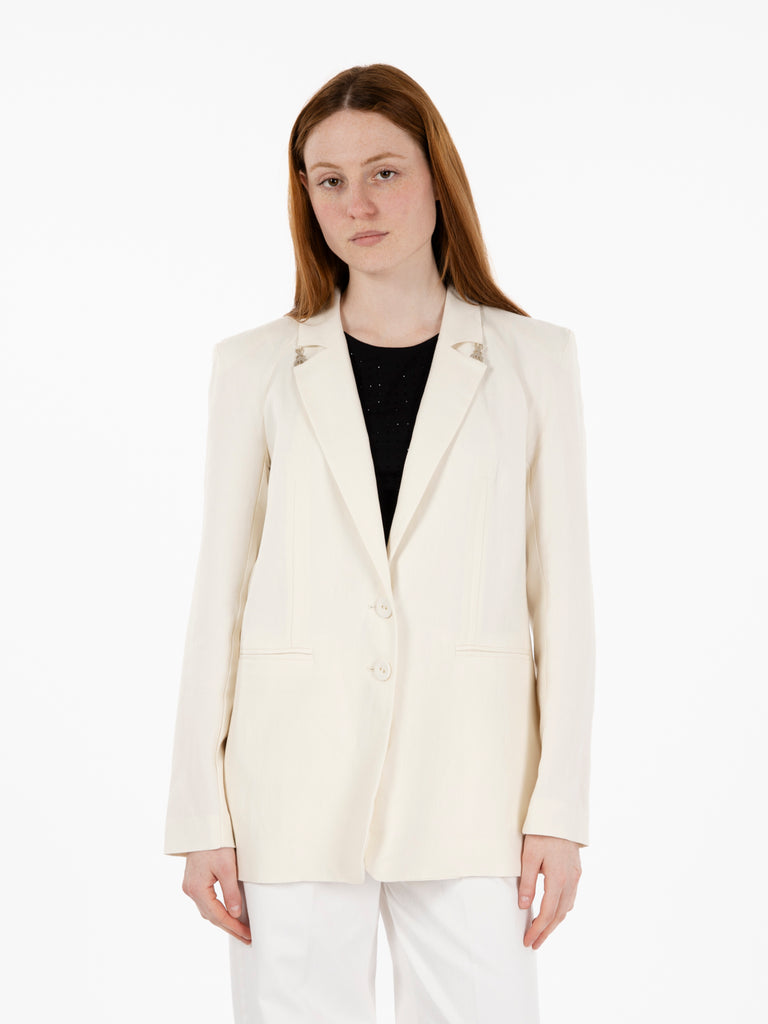 PATRIZIA PEPE - Blazer in lino ceramic ivory